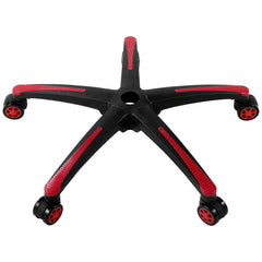 Office Chair Base Replacement, 710 mm, 1134 kg Static Load, Heavy Duty Universal Computer Desk Chair Stool Base Part with 5 Casters and Reinforced Legs, Desk Chair Base Replacement, Black + Red