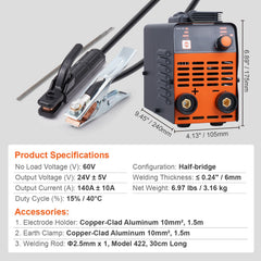 ARC Stick Welder 220V 140A Stick/Lift TIG 2-in-1 Welding Machine Hot Start