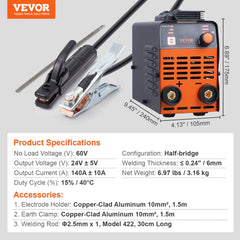 ARC Stick Welder 220V 140A Stick/Lift TIG 2-in-1 Welding Machine Hot Start