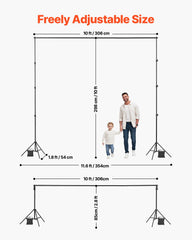 Backdrop Stand, 298 x 300 cm Adjustable Photo Backdrop Stand Kit, Portable Background Backdrop Stand with 4 Crossbars, Heavy Duty Projector Screen Stand, for Wedding, Photo Video Studio & Party
