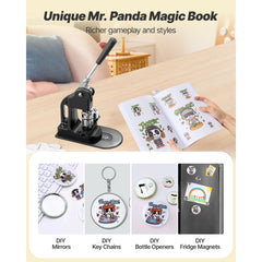 Button Maker Machine, 25 mm, Pin Maker Machine with 500pcs Button Parts, Circle Cutter, Hex Wrenches and Magic Book, Ergonomic Handle, for DIY Badges, Personalized Pins and Key Chains, Black