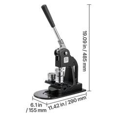 Button Maker Machine, 25 mm, Pin Maker Machine with 500pcs Button Parts, Circle Cutter, Hex Wrenches and Magic Book, Ergonomic Handle, for DIY Badges, Personalized Pins and Key Chains, Black