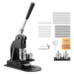 Button Maker Machine, 32 mm, Pin Maker Machine with 500pcs Button Parts, Circle Cutter, Hex Wrenches and Magic Book, Ergonomic Handle, for DIY Badges, Personalized Pins and Key Chains, Black