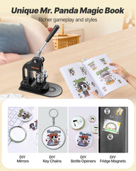 Button Maker Machine, 32 mm, Pin Maker Machine with 500pcs Button Parts, Circle Cutter, Hex Wrenches and Magic Book, Ergonomic Handle, for DIY Badges, Personalized Pins and Key Chains, Black