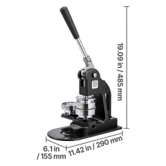 Button Maker Machine, 58 mm, Pin Maker Machine with 500pcs Button Parts, Circle Cutter, Hex Wrenches and Magic Book, Ergonomic Handle, for DIY Badges, Personalized Pins and Key Chains, Black