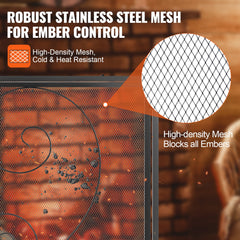 990x802MM Fireplace Screen 2-Panel Iron Mesh Spark Guard Vintage Black