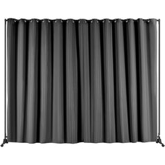 Room Divider, 8 ft x 10 ft (96 x 120inch) Portable Panel Room Divider with Wheels Curtain Divider Stand, Room Divider Privacy Screen for Office, Bedroom, Dining Room, Study, Black
