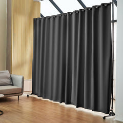Room Divider, 8 ft x 10 ft (96 x 120inch) Portable Panel Room Divider with Wheels Curtain Divider Stand, Room Divider Privacy Screen for Office, Bedroom, Dining Room, Study, Black