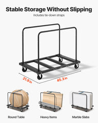 Drywall Cart Dolly, 816 kg Load Capacity, Steel Panel Truck Cart with 12.5 mm Swivel Casters, Lumber Drywall Dolly with Tie-Down Strap & 2 Side Handrails for Factory, Warehouse, Garage, Black
