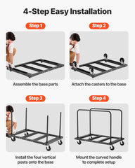 Drywall Cart Dolly, 816 kg Load Capacity, Steel Panel Truck Cart with 12.5 mm Swivel Casters, Lumber Drywall Dolly with Tie-Down Strap & 2 Side Handrails for Factory, Warehouse, Garage, Black