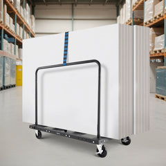 Drywall Cart Dolly, 816 kg Load Capacity, Steel Panel Truck Cart with 12.5 mm Swivel Casters, Lumber Drywall Dolly with Tie-Down Strap & 2 Side Handrails for Factory, Warehouse, Garage, Black