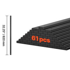61 Pack Deck Balusters, 82 cm Galvanized Steel Railing Spindles, Hollow Rectangle Metal Decking Stair Balusters with Pre-Drilled Hole, End Caps, Screws, for Deck, Porch & Stair Railing, Black