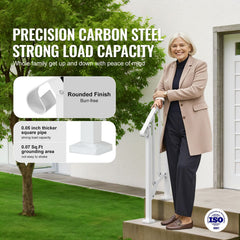 Handrails for Outdoor Steps, 1-2 Step Stair Hand Rail Kit, Transitional Carbon Steel Railings with Installation Kit, Stair Rails for Seniors, Concrete Steps & Porch & Deck, White Retro Arch