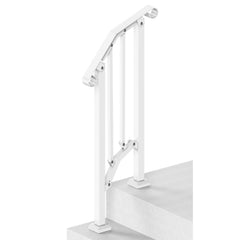 Handrails for Outdoor Steps, 1-2 Step Stair Hand Rail Kit, Transitional Carbon Steel Railings with Installation Kit, Stair Rails for Seniors, Concrete Steps & Porch & Deck, White Retro Arch