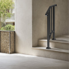 Handrails for Outdoor Steps, 1-2 Step Stair Hand Rail Kit, Transitional Carbon Steel Railings with Installation Kit, Stair Rails for Seniors, Concrete Steps & Porch & Deck, Black Retro Arch