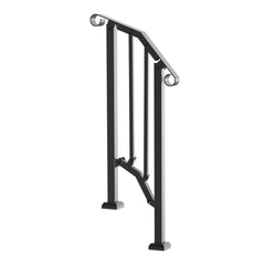 Handrails for Outdoor Steps, 1-2 Step Stair Hand Rail Kit, Transitional Carbon Steel Railings with Installation Kit, Stair Rails for Seniors, Concrete Steps & Porch & Deck, Black Retro Arch