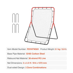 Baseball And Softball Rebounder Net, 3 x 4.5 ft PitchBack Baseball Pitching Nest, 3-Way Baseball, Softball Pitchback Net, Fielding Trainer, Bounce Back Net for Fielding/Throwing Practice