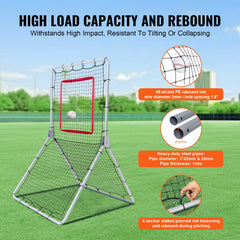 Baseball And Softball Rebounder Net, 3.5 x 6 ft PitchBack Baseball Pitching Nest, Softball Pitchback Net, Fielding Trainer, Bounce Back Net for Fielding/Throwing Practice, 5 Adjustable Angles