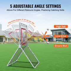 Baseball And Softball Rebounder Net, 3.5 x 6 ft PitchBack Baseball Pitching Nest, Softball Pitchback Net, Fielding Trainer, Bounce Back Net for Fielding/Throwing Practice, 5 Adjustable Angles