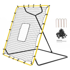 Baseball And Softball Rebounder Net, 4 x 4.5 Feet PitchBack Baseball Nest for Pitching and Fielding Training, Pitch Return Trainer Rebound Net with Pitching Target, 4 Adjustable Angles