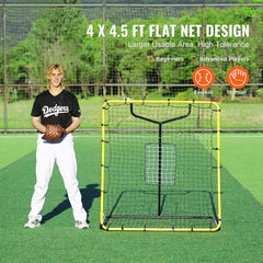 Baseball And Softball Rebounder Net, 4 x 4.5 Feet PitchBack Baseball Nest for Pitching and Fielding Training, Pitch Return Trainer Rebound Net with Pitching Target, 4 Adjustable Angles