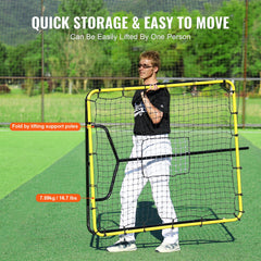Baseball And Softball Rebounder Net, 4 x 4.5 Feet PitchBack Baseball Nest for Pitching and Fielding Training, Pitch Return Trainer Rebound Net with Pitching Target, 4 Adjustable Angles