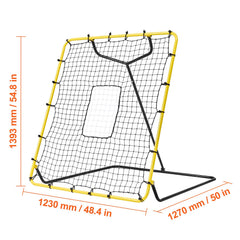 Baseball And Softball Rebounder Net, 4 x 4.5 Feet PitchBack Baseball Nest for Pitching and Fielding Training, Pitch Return Trainer Rebound Net with Pitching Target, 4 Adjustable Angles
