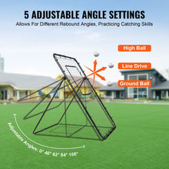 Baseball And Softball Rebounder Net, 4 x 6 Feet PitchBack Baseball Nest for Pitching and Fielding Training, Pitch Return Trainer Rebound Net with Pitching Target, 4 Adjustable Angles