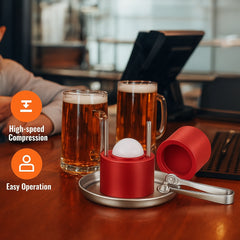 Ice Ball Press, 6cm Ice Ball Maker, Aircraft Al Alloy Ice Ball Press Kit for 60mm Ice Sphere, Ice Press with Tong and Drip Tray, for Whiskey, Cocktail, Bourbon, Scot on Party & Holiday, Red