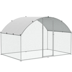 Chicken Coop, 9.8x6.5x6.5ft Walk-in Large Metal Chicken Run for Yard with Waterproof Cover, Doom Roof Hen House with Security Lock for Outdoor and Backyard, Farm, Duck Rabbit Cage Poultry Pen