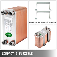 Heat Exchanger 3"x7.5" 60 Plates Brazed Plate Heat Exchanger 316L 1/2" BSP FPT Heat Exchanger EATB12 Beer Wort Chiller for Hydronic Heating