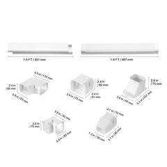 Mini Split Line Set Cover 76.2mm W 3110mm L, PVC Decorative Pipe Line Cover For Air Conditioner with 5 Straight Ducts & Full Components Easy to Install, Paintable for Heat Pumps, White