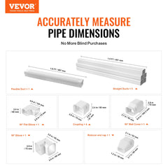 Mini Split Line Set Cover 76.2mm W 3110mm L, PVC Decorative Pipe Line Cover For Air Conditioner with 5 Straight Ducts & Full Components Easy to Install, Paintable for Heat Pumps, White