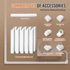 Mini Split Line Set Cover 76.2mm W 5400mm L, PVC Decorative Pipe Line Cover For Air Conditioner with 10 Straight Ducts & Full Components Easy to Install, Paintable for Heat Pumps, White