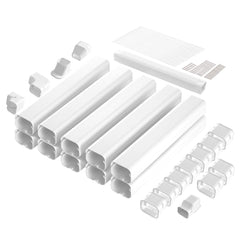 Mini Split Line Set Cover 76.2mm W 5400mm L, PVC Decorative Pipe Line Cover For Air Conditioner with 10 Straight Ducts & Full Components Easy to Install, Paintable for Heat Pumps, White