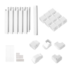 Mini Split Line Set Cover 76.2mm W 5400mm L, PVC Decorative Pipe Line Cover For Air Conditioner with 10 Straight Ducts & Full Components Easy to Install, Paintable for Heat Pumps, White