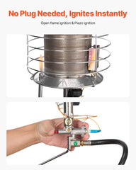 Propane Tank Top Heater, 42000 BTU Rapid Heating 360-Degree Infrared Radiant Tank Top Gas Heater, Stepless Temperature Adjustment for Ice Fishing/ Hunting/Outdoor Work, Single Burner
