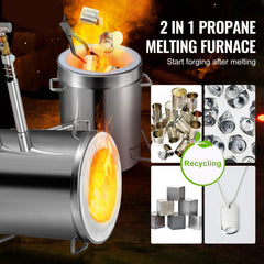 12KG Propane Smelting Furnace Kit Melting Furnace Double Burners 2700℉