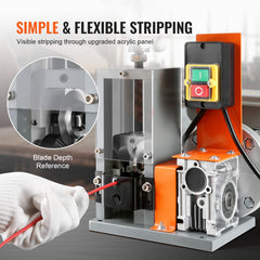 Automatic Wire Stripping Machine, 0.06''-1.18'' Electric Motorized Cable Stripper, 180 W, 60 ft/min Wire Peeler with Visible Stripping Depth Reference, for Scrap Copper Recycling