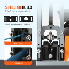 Automatic Wire Stripping Machine, 0.06''-1.18'' Electric Motorized Cable Stripper, 180 W, 60 ft/min Wire Peeler with Visible Stripping Depth Reference, for Scrap Copper Recycling