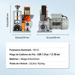 Automatic Wire Stripping Machine, 0.06''-1.18'' Electric Motorized Cable Stripper, 180 W, 60 ft/min Wire Peeler with Visible Stripping Depth Reference, for Scrap Copper Recycling