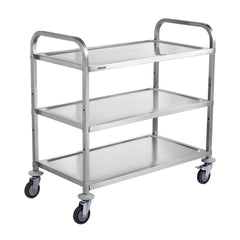 3-Tier Utility Cart Rolling Cart on Wheels 37.5"x20"x37.7" 450 LBS 6 Hooks