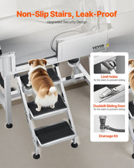 86.4 cm Dog Washing Station, Stainless Steel Pet Grooming Tub Bathtub, Professional Dog Wash Sink with Shower, Faucet, Soap Holder, Non-Slip Stairs Easy-Clean for Small Pets Cats (Left Door)