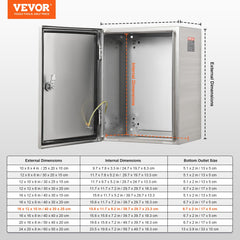 Steel Electrical Box, 40x30x25 cm, 304 Stainless Steel Electrical Enclosure Box, Wall-Mounted Outdoor Electrical Electronic Equipment Enclosure with Mounting Plate Hinges Lock, IP66 Waterproof