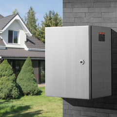 Steel Electrical Box, 40x30x15 cm, 304 Stainless Steel Electrical Enclosure Box, Wall-Mounted Outdoor Electrical Electronic Equipment Enclosure with Mounting Plate Hinges Lock, IP66 Waterproof