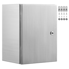 Steel Electrical Box, 60x50x20 cm, 304 Stainless Steel Electrical Enclosure Box, Wall-Mounted Outdoor Electrical Electronic Equipment Enclosure with Mounting Plate Hinges Lock, IP66 Waterproof