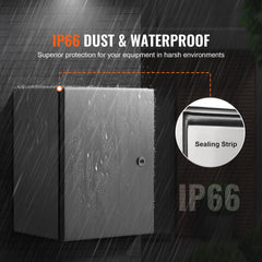 Steel Electrical Box, 60x50x20 cm, 304 Stainless Steel Electrical Enclosure Box, Wall-Mounted Outdoor Electrical Electronic Equipment Enclosure with Mounting Plate Hinges Lock, IP66 Waterproof