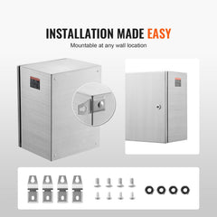 Steel Electrical Box, 60x50x20 cm, 304 Stainless Steel Electrical Enclosure Box, Wall-Mounted Outdoor Electrical Electronic Equipment Enclosure with Mounting Plate Hinges Lock, IP66 Waterproof