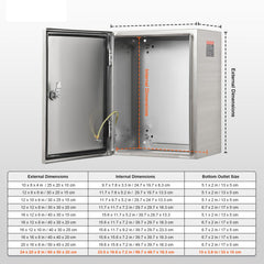 Steel Electrical Box, 60x50x20 cm, 304 Stainless Steel Electrical Enclosure Box, Wall-Mounted Outdoor Electrical Electronic Equipment Enclosure with Mounting Plate Hinges Lock, IP66 Waterproof