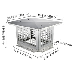 Chimney Cap 13” x 9” 304Stainless Steel Fireplace Flue Caps Cover Mesh